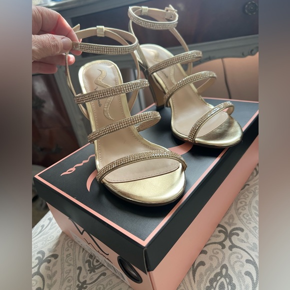Nina Sami Gold Rhinestone Sandals - Picture 3 of 9